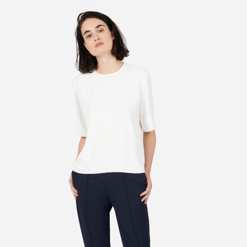Everlane Japanese go-weave white zip tee, size 0